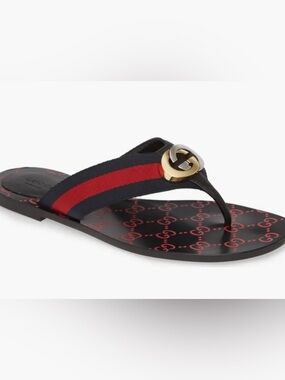 NEW!! 🌹 Gucci Kika Interlocking GG Web Thong Flip Flop